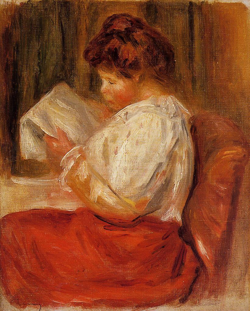 The Little Reader - Pierre-Auguste Renoir painting on canvas
